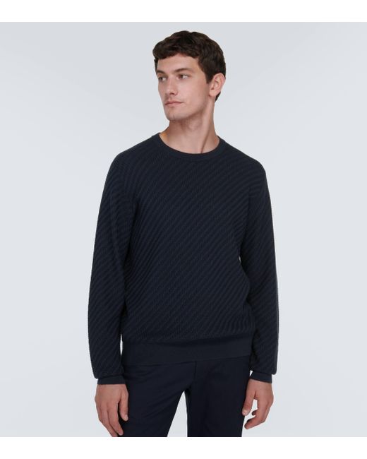 Brioni Blue Cotton, Silk, And Cashmere Sweater for men