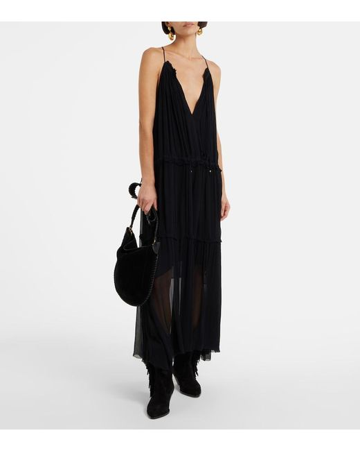 Isabel Marant Black Alita Chiffon Midi Dress