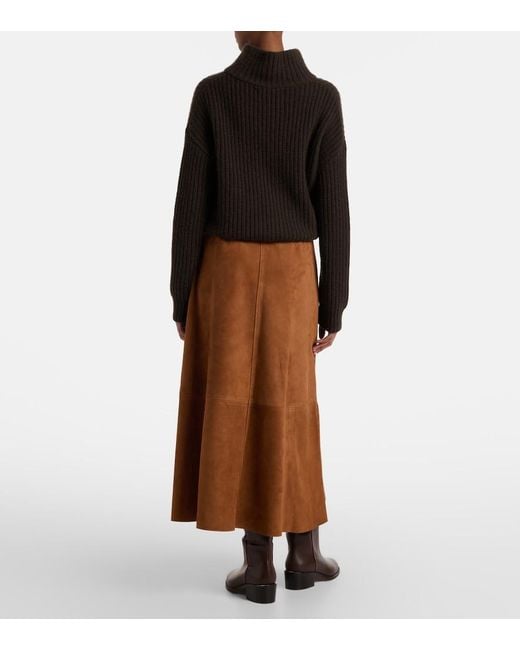Citizens of Humanity Brown Cassia Suede Midi Skirt