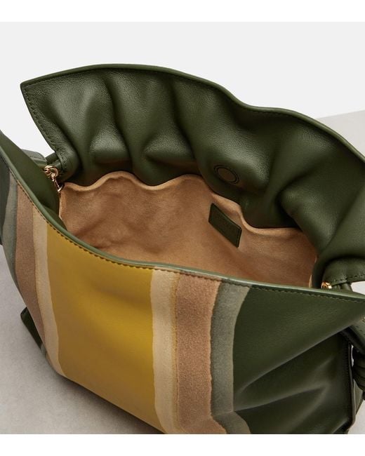 Loewe Green Flamenco Medium Leather And Suede Clutch