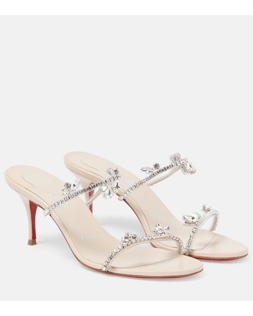 Christian Louboutin Natural Just Queen 70 Embellished Leather Mules