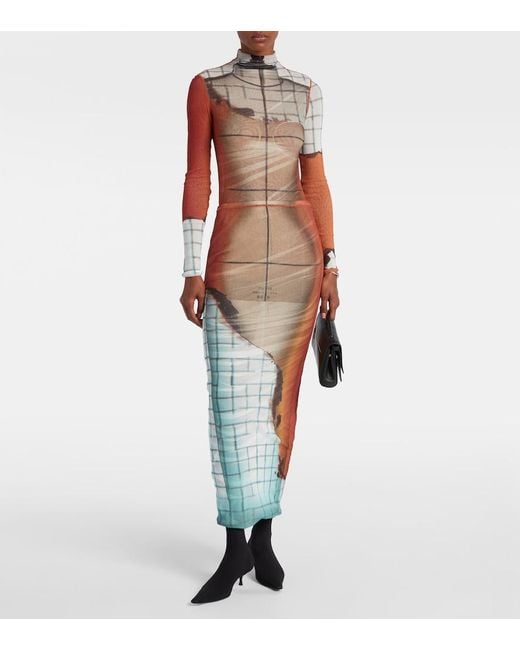 Jean Paul Gaultier Green Fire Tulle Maxi Skirt
