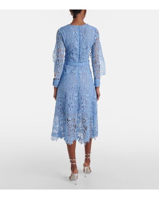 Oscar de la Renta Blue Floral Lace Cocktail Dress