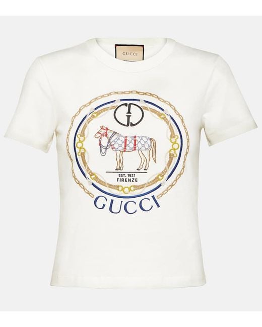Gucci White Cotton Jersey T-Shirt With Interlocking G