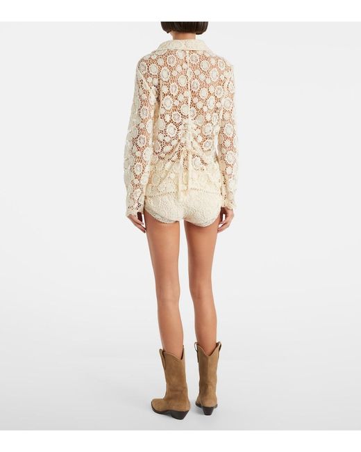 Isabel Marant White Yeliz Crochet Cotton Micro Shorts
