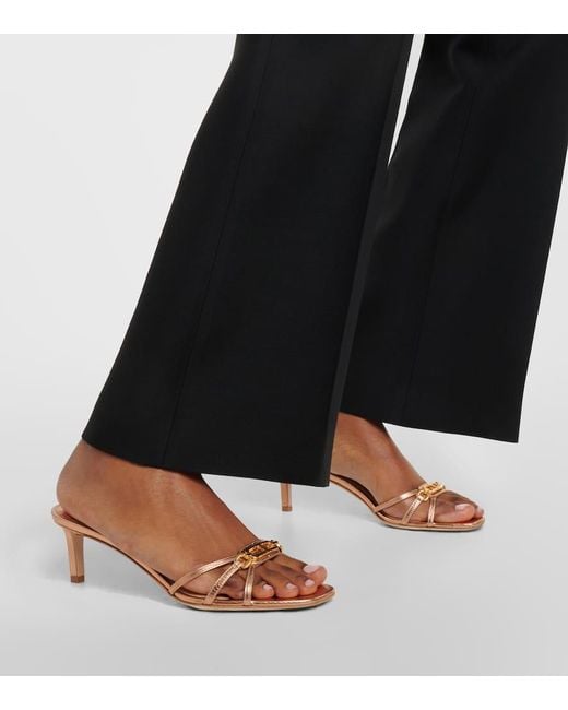 Tom Ford Pink Whitney T Metallic Leather Mules