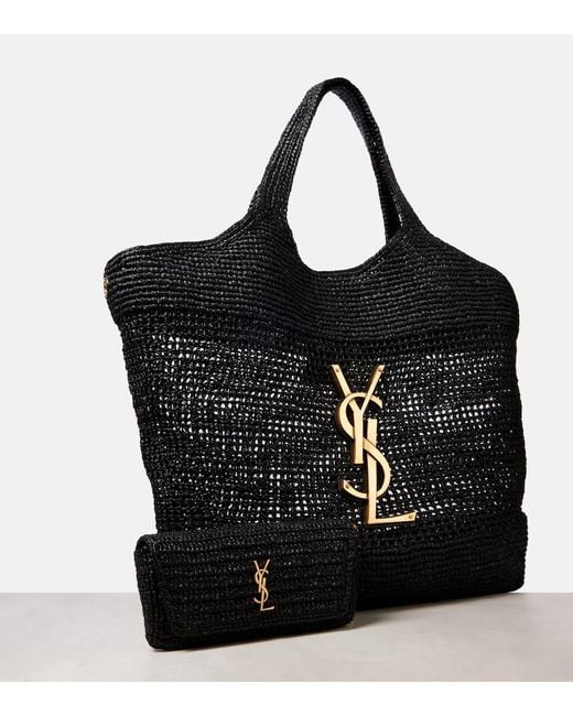 トートバッグ SAINT LAURENT 'Rafia' tote bag Black Saint Laurent - Black Raffia Shopping Tote | Mitchell Stores