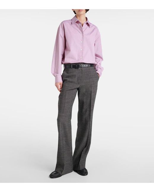 The Row Gray Gandal Virgin Wool Twill Straight Pants