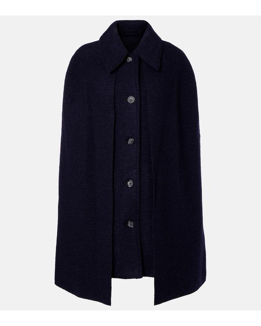 Totême Blue Wool Boucle Cape