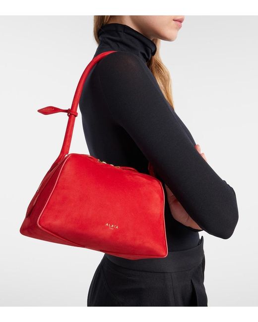 Alaïa Red Le Bouledogue Small Suede Shoulder Bag