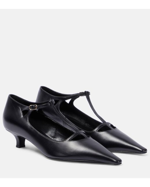 The Row Black Cyd Leather Pumps