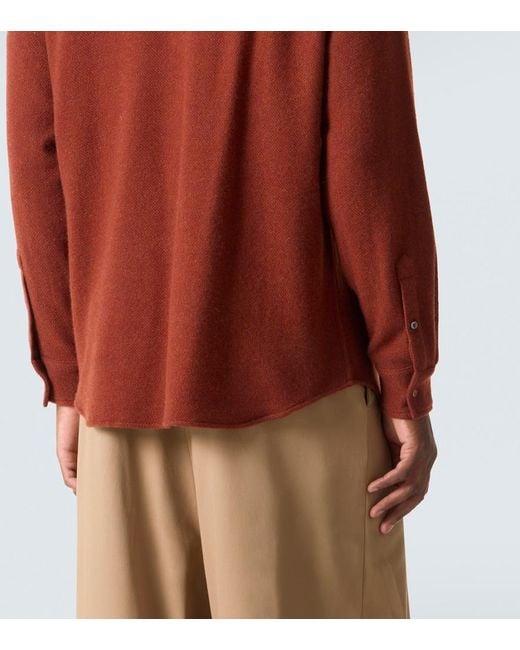 God's True Cashmere Brown Cashmere Shirt With Sunstone for men
