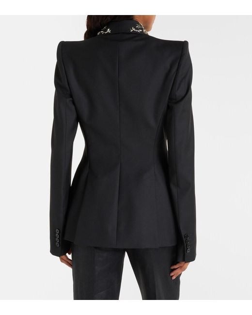 McQueen Black Embellished Single-Breasted Blazer