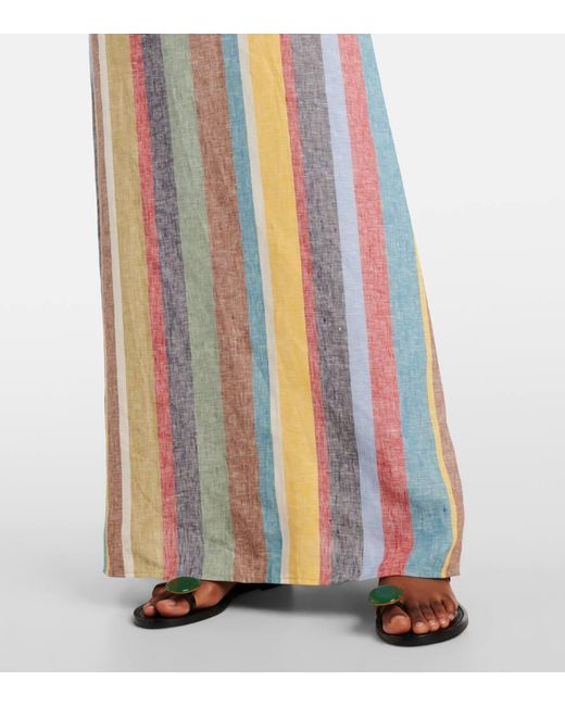 Staud Multicolor Maxikleid Laura Aus Leinen