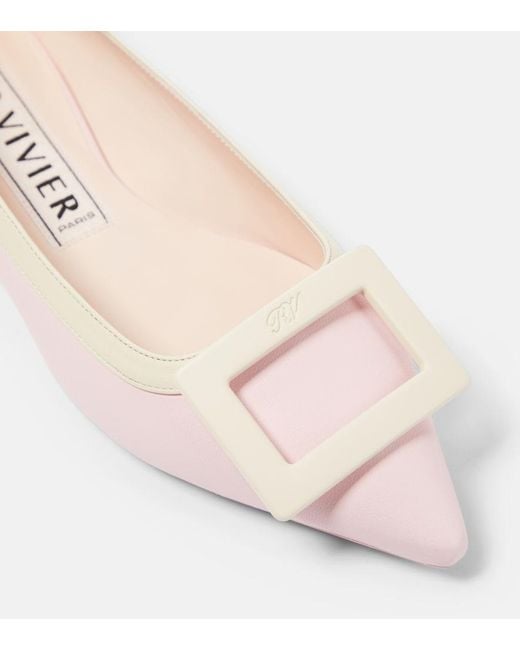 Roger Vivier Pink Gommettine Ball Patent Leather Ballet Flats