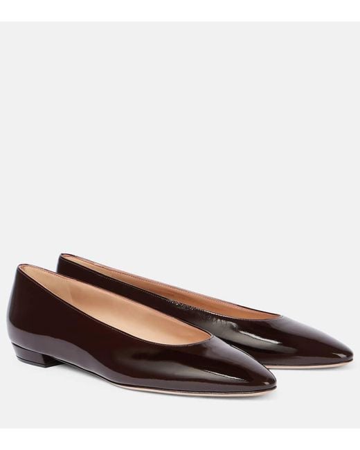 Gianvito Rossi Brown Amelia Patent Leather Ballet Flats