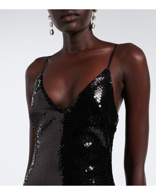 David Koma Black Sequined Gown