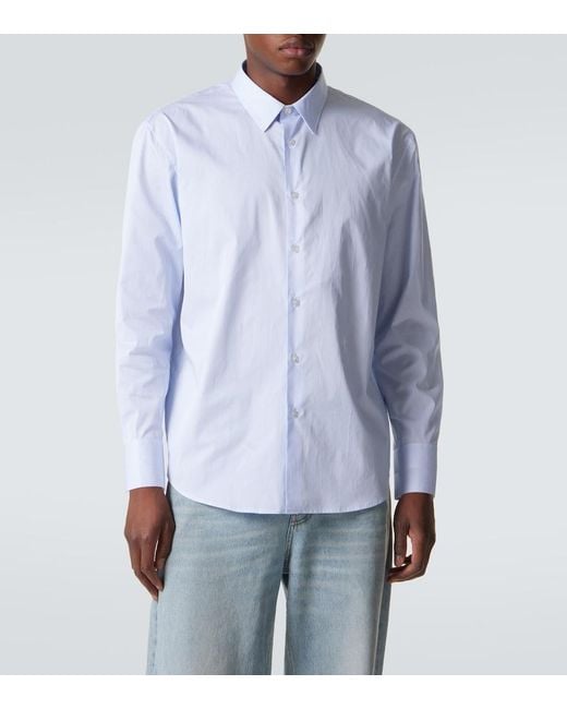 Saint Laurent White Striped Cotton Shirt for men
