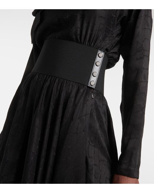 Alaïa Black Tie-Neck Silk-Blend Midi Dress