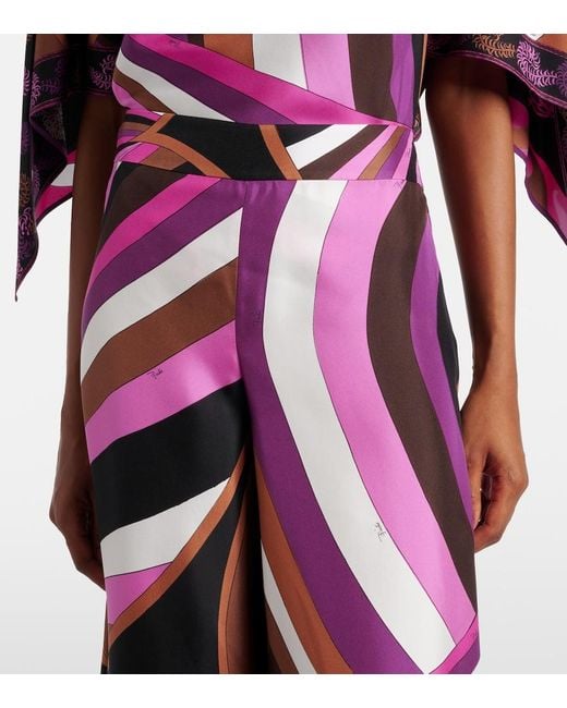 Emilio Pucci Pink Iride Printed Silk Twill Palazzo Pants