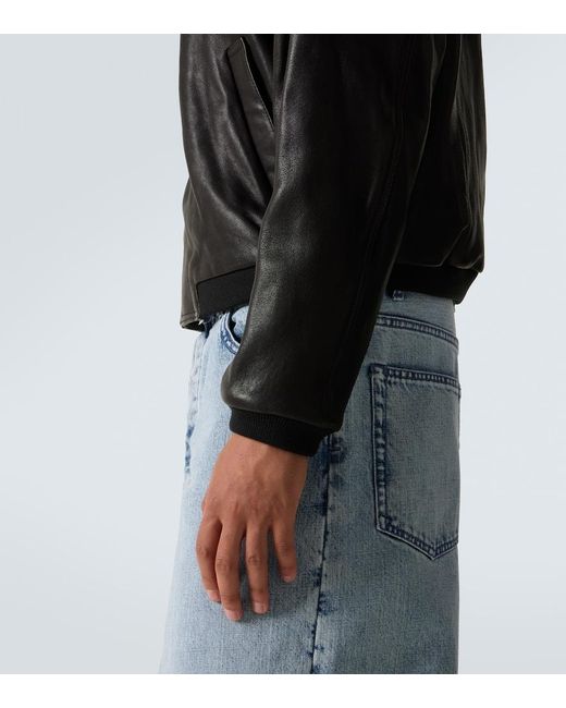 FRAME Black Leather Bomber Jacket for men