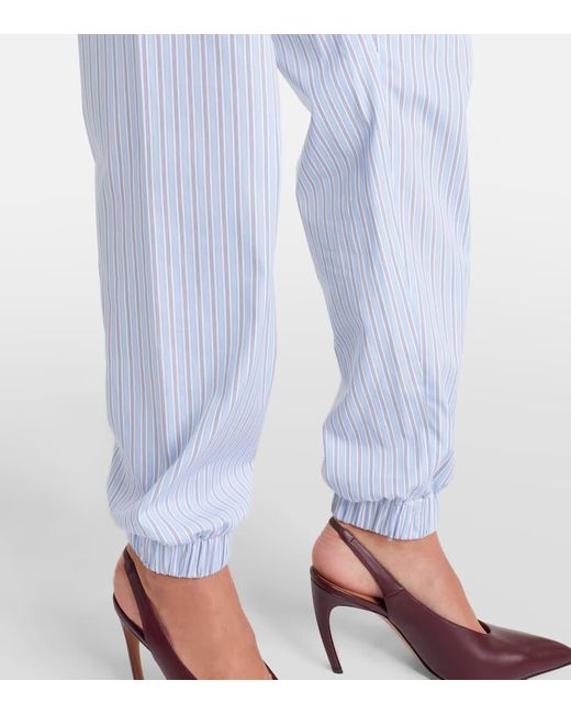 The Attico Blue Striped Cotton Tapered Pants