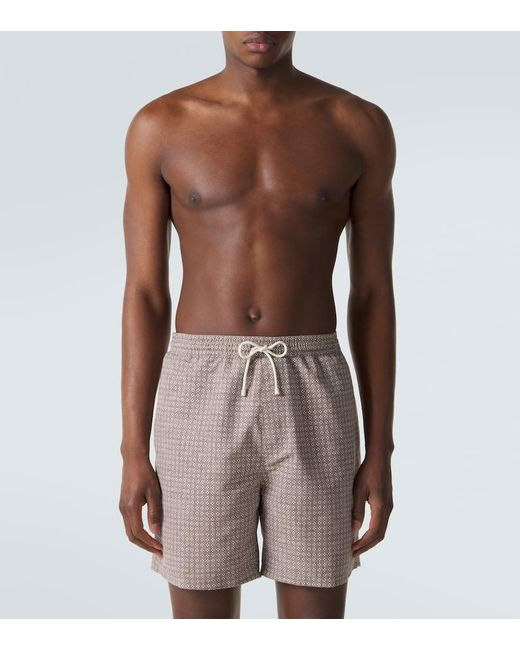Brunello Cucinelli Gray Printed Swim Trunks for men