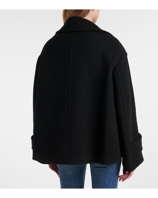 Chloé Black Double-Breasted Wool-Blend Peacoat