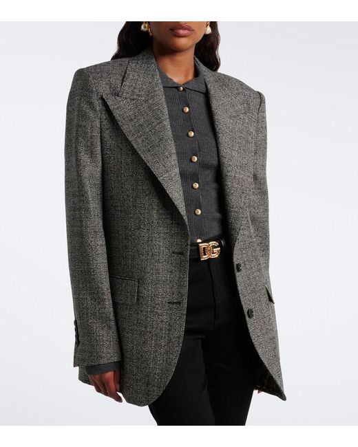 Dolce & Gabbana Gray Virgin Wool Tweed Blazer
