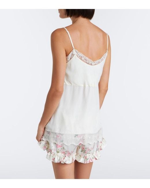 Simone Rocha White Lace-Trimmed Crepe De Chine Camisole