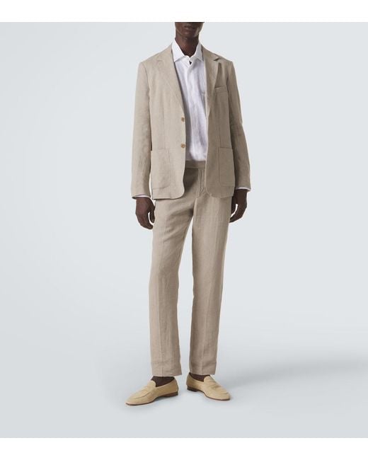 Sunspel Gray Linen Blazer for men