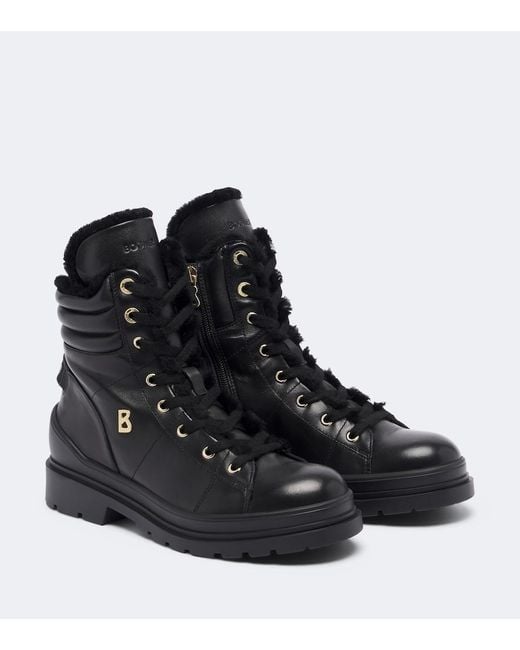 Bogner Black St Moritz S 14 B Leather Lace-Up Boots