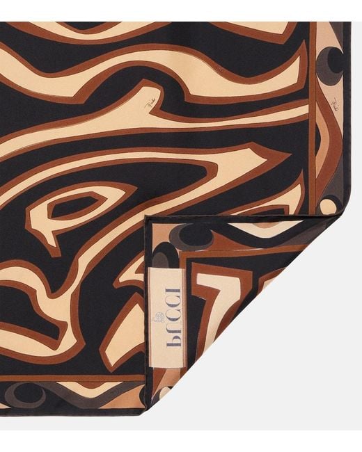 Emilio Pucci Metallic Labirinto Silk Twill Scarf