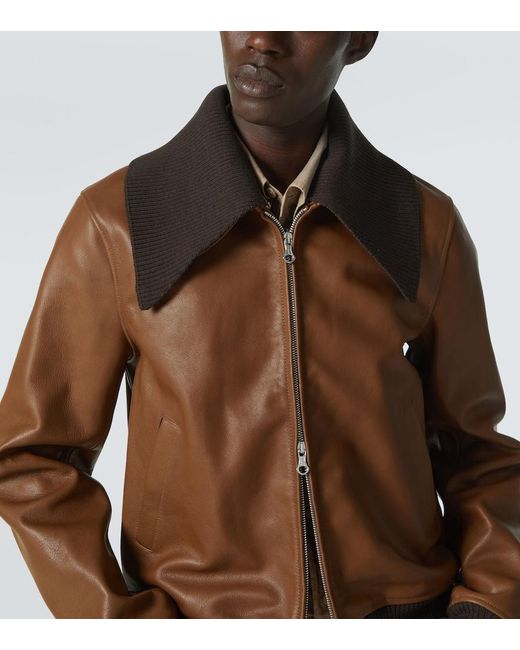 Our Legacy Pharos Leather Bomber Jacket in Brown for Men | Lyst