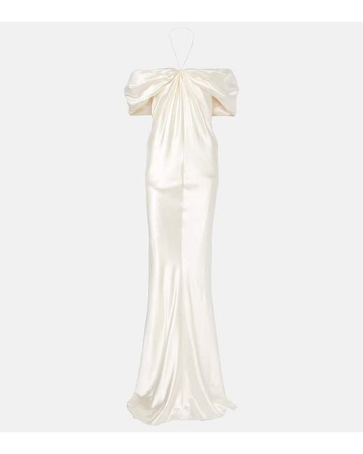 Danielle Frankel Bridal Cleo Wool And Silk Gown in White | Lyst