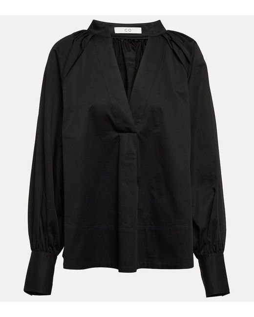 Co. Black Oversized V-Neck Tton Blouse