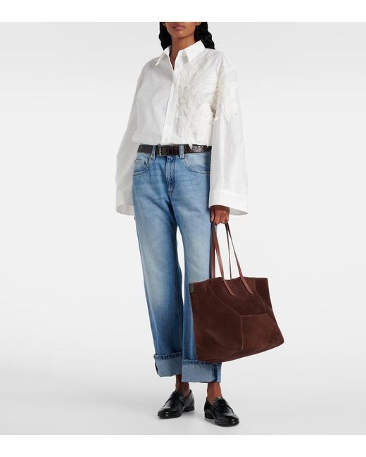 Brunello Cucinelli Brown Duo Large Suede Tote Bag