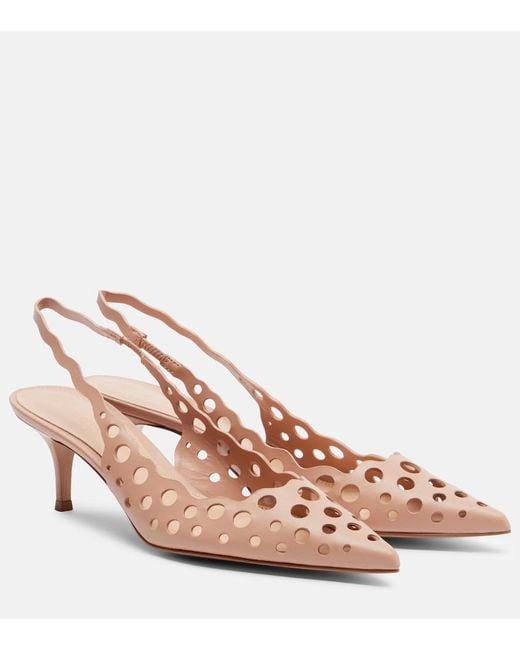 Gianvito Rossi Pink 55 Leather Slingback Pumps