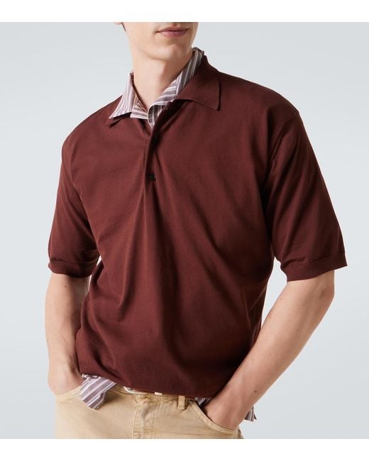Auralee Red Cotton Polo Shirt for men