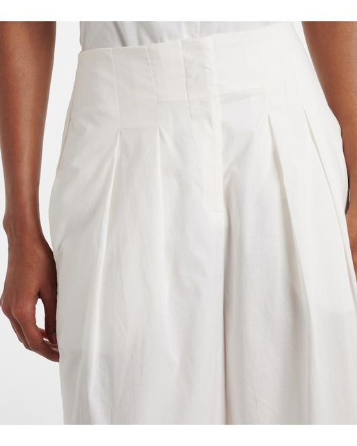Adriana Degreas White Cotton-Blend Wide-Leg Pants