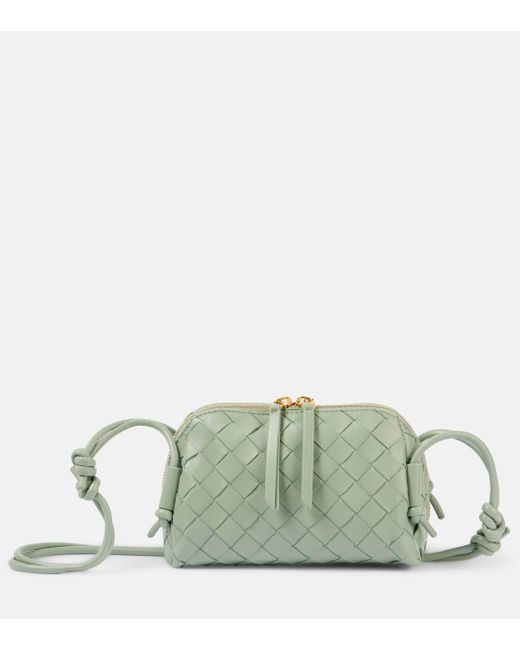 Bottega Veneta Green Concert Intrecciato Leather Pouch With Strap