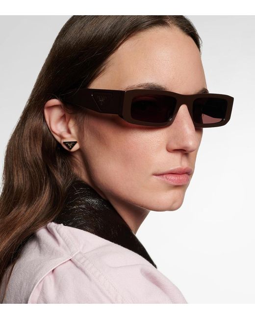 Prada Brown Rectangular Sunglasses