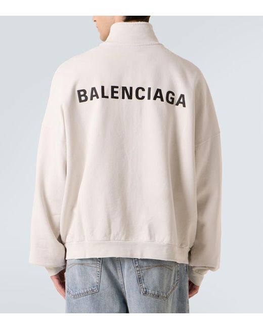 Balenciaga Natural Logo Cotton Jersey Track Jacket for men