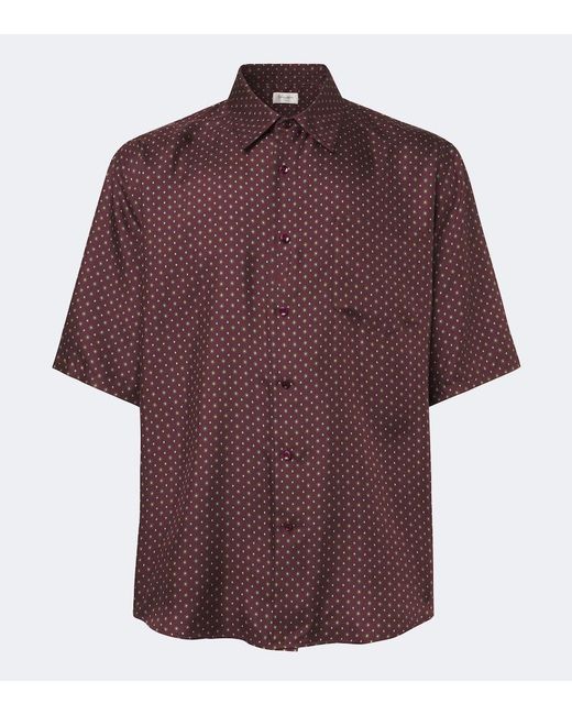 Saint Laurent Red Printed Silk Twill Shirt for men