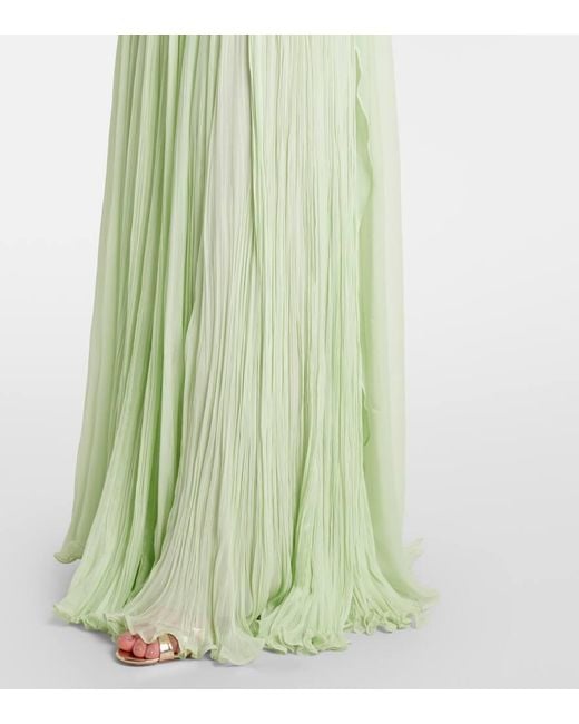 Marmar Halim Green Robe Aus Seiden-Georgette