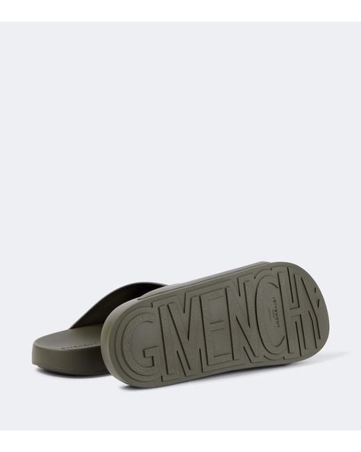 Givenchy Green Logo Pu Slides for men
