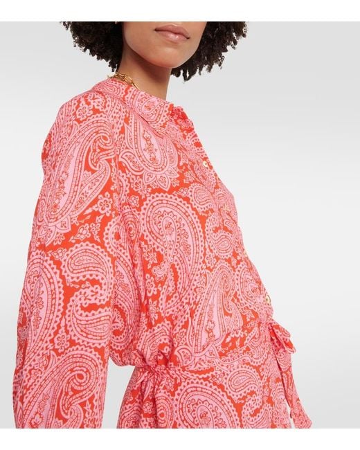 Heidi Klein Red Tangier Paisley-print Mousseline Mini Shirt Dress