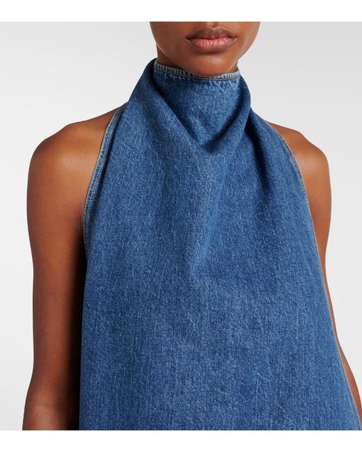 Alaïa Blue Caped Denim Top