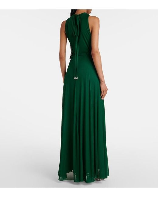 Max Mara Green Carnet Mesh Jersey Maxi Dress
