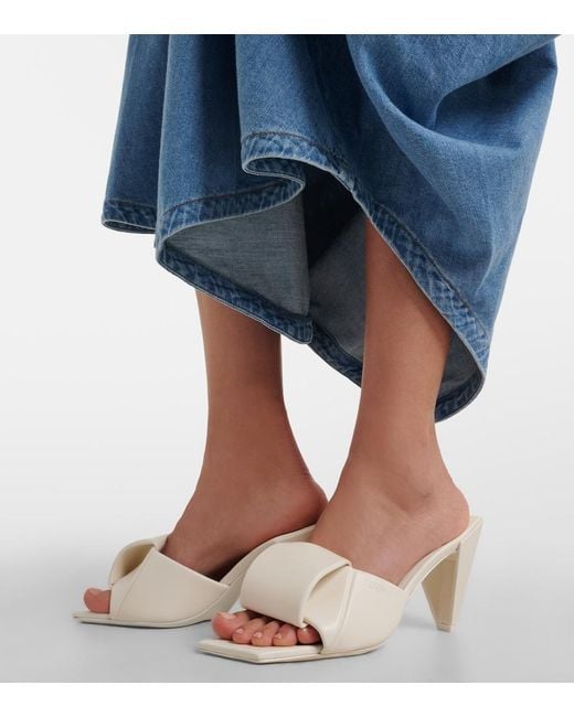 Loewe White Origami Leather Mules